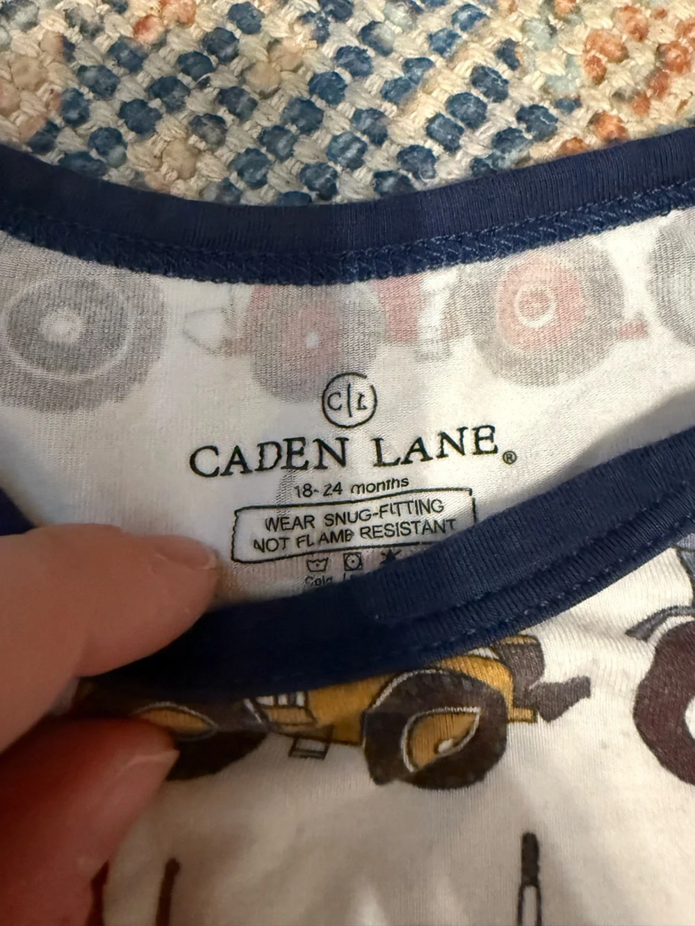 Caden Lane Navy-Trim Tractor Pajama Set